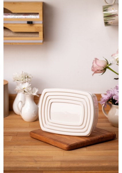 4lü Set Saklama Kabı Beyaz