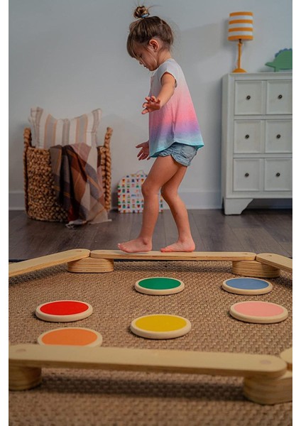 Montessori Ahşap Denge Kirişi, Denge Tahtası, Basamak Taşları, Aktivite Oyuncağı, Çocuk Oyuncak