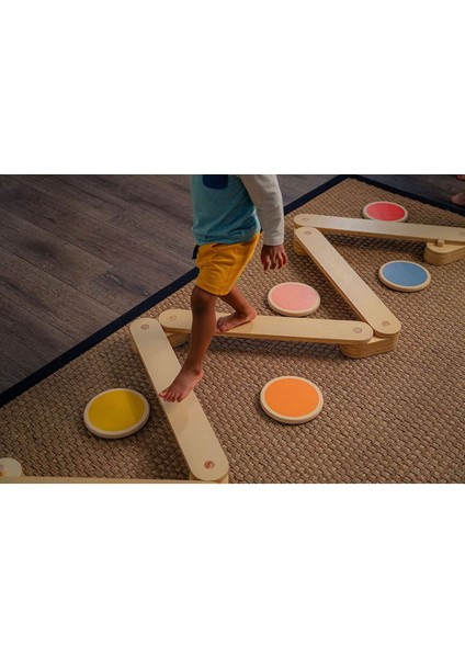 Montessori Ahşap Denge Kirişi, Denge Tahtası, Basamak Taşları, Aktivite Oyuncağı, Çocuk Oyuncak