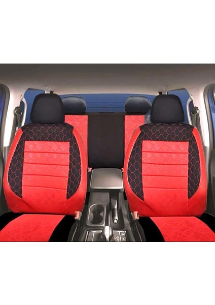 Oto Koltuk Kılıfı Ön ve Arka Tam Set - Siyah Kırmızı