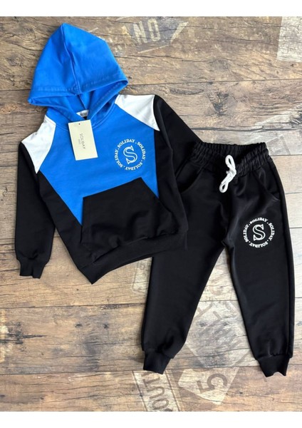 Çoçuk Likralı Eşofman Takımı Kapüşonlu Enjeksiyon Baskı Detaylı 2 Li Alt-Üst Takım fiyatları