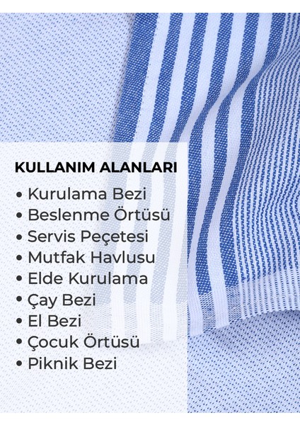 Zena Çizgili 4'lü Set Leke Tutmaz Mutfak Kurulama Bezi, Servis Havlusu Kırmızı - Mavi 47 x 70 cm