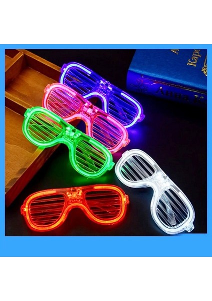 LED Işıklı Gözlük Işıklı Yılbaşı Parti Gözlüğü 5 Li Set Mavi Kırmızı Pembe Yeşil Beyaz LED Işıklı