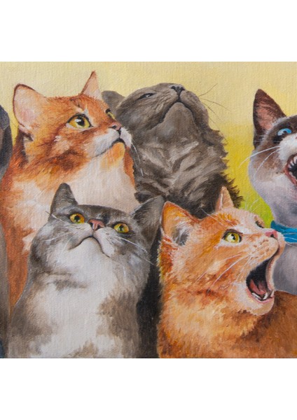 Kedi-Kuş, Kuş-Kedi - Yağlı Boya