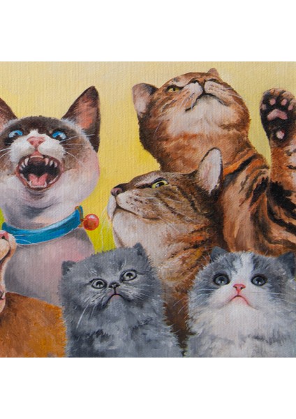 Kedi-Kuş, Kuş-Kedi - Yağlı Boya