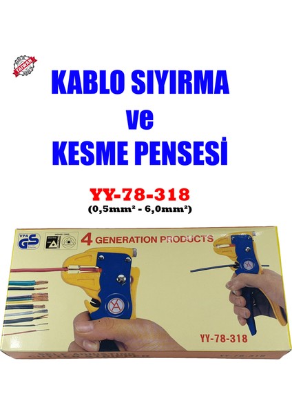 Kablo Sıyırma Pensesi 0,5mm²-6,0mm² YY-78-318 Made In Taiwan fiyatları