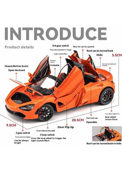 1/24 Mclaren 720S Alaşımlı Model Araba (Yurt Dışından) modelleri