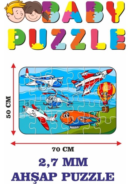 Uçak, Helikopter, Balon Dev Parçalı Eğlenceli Puzzle 50X70 cm