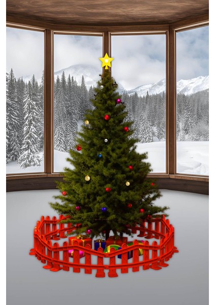 Plastik Yılbaşı Ağacı Çiti (Y: 32 cm G: 55 Cm) 8 Adet Sert Zemin Ayaklı - Kırmızı fiyatları