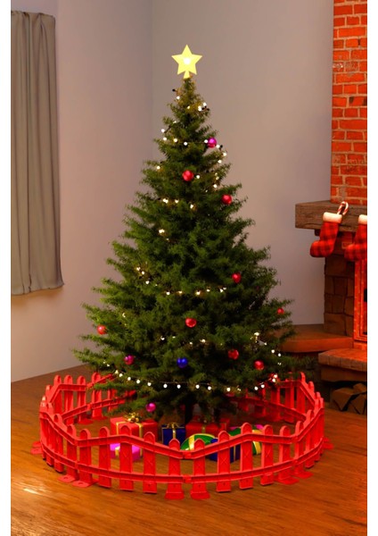 Plastik Yılbaşı Ağacı Çiti (Y: 32 cm G: 55 Cm) 8 Adet Sert Zemin Ayaklı - Kırmızı modelleri