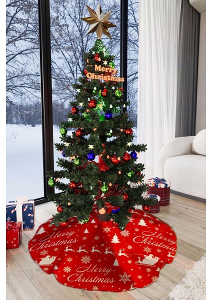 Kırmızı Yılbaşı Çam Ağacı Altı Örtüsü 68X68CM AO12