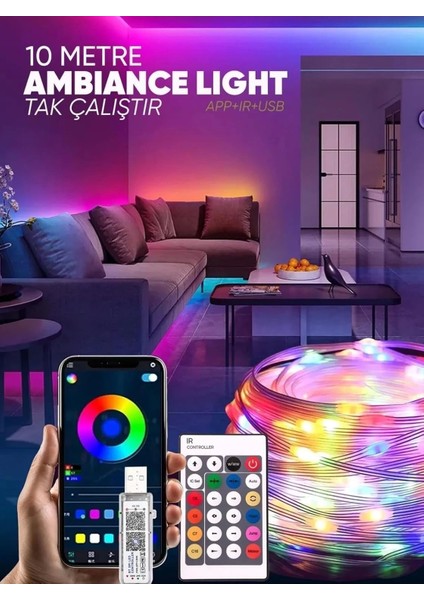 5 V USB Girişli Pixel Rgb Magic Peri LED Bluetooth Uygulamalı Ağaç ve Bahçe Süsü IP67
