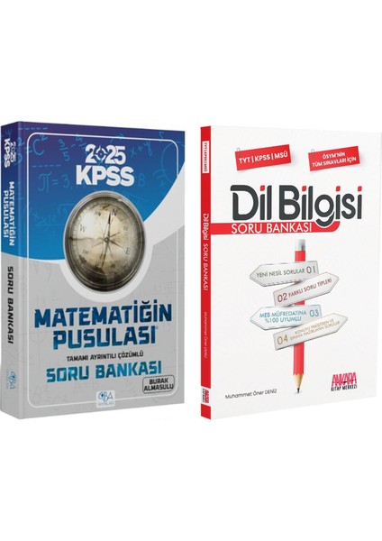 KPSS Matematiğin Pusulası ve Akm Dil Bilgisi Soru Bankası Seti 2 Kitap