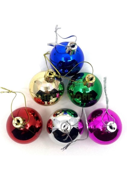 Parlak Karışık Renkli Cici Top 4 cm 6'lı Yılbaşı Yeni Yıl Çam Ağacı Süsü Ipli Rengarenk fiyatları