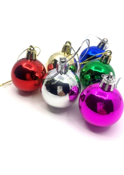 Parlak Karışık Renkli Cici Top 4 cm 6'lı Yılbaşı Yeni Yıl Çam Ağacı Süsü Ipli Rengarenk fırsatları