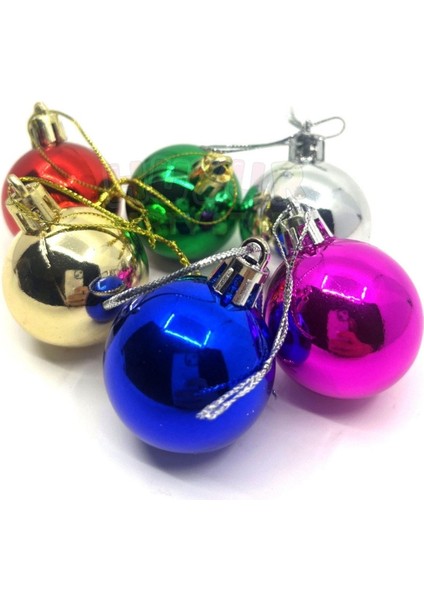 Parlak Karışık Renkli Cici Top 4 cm 6'lı Yılbaşı Yeni Yıl Çam Ağacı Süsü Ipli Rengarenk indirimleri