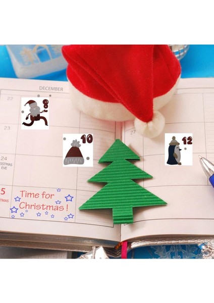Yeniyıl Advent Takvimi Sticker Seti- 25 Adet Çıkartma Yılbaşı Hediye Süsleme Etiketleri