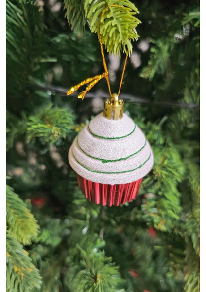 Cupcake Şekilli Yılbaşı Ağacı Süsü Kremalı Kek Çam Ağaç Süsü 2li Paket modelleri