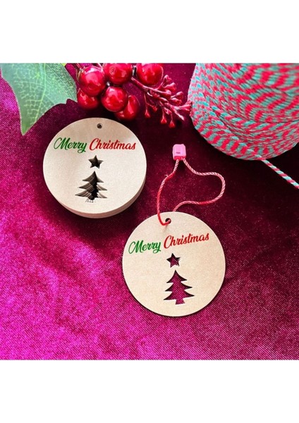 Yılbaşı Kartı Mery Christmas Etiket Kraft (Delikli) 5 5 cm 25 Adet