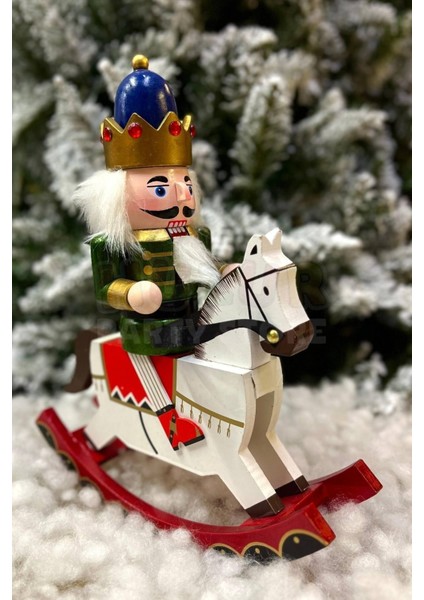 32 cm Atlı Fındıkkıran Yeşil Gold Renkli Ahşap Kurşun Asker Nutcracker Yılbaşı Yeni Yıl Dekoru fiyatları