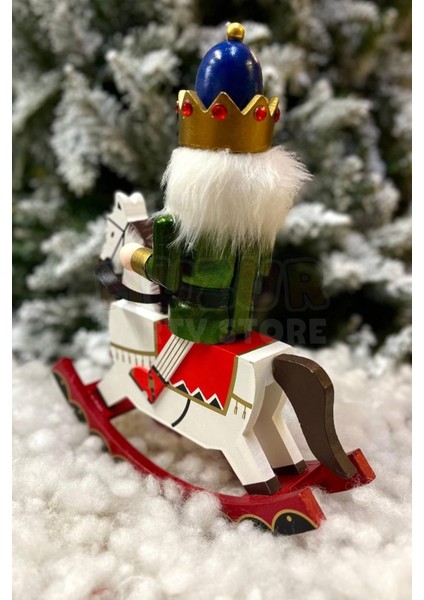 32 cm Atlı Fındıkkıran Yeşil Gold Renkli Ahşap Kurşun Asker Nutcracker Yılbaşı Yeni Yıl Dekoru fırsatları