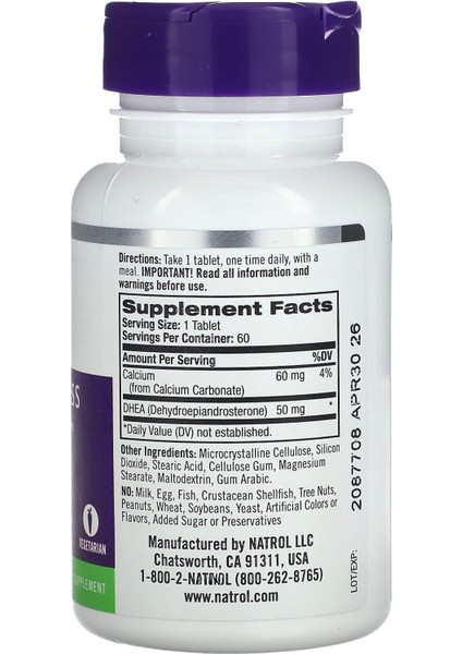 Natrol Dhea Mood&stress 50 Mg 60 Tablet | %100 Orijinal