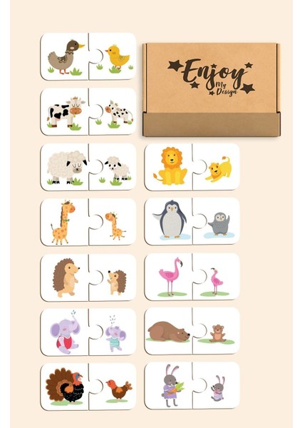 İki Parçalı Ahşap Eşleştirme Puzzle, 1+ Yaş, Eğitici Bebek Oyunu fiyatları