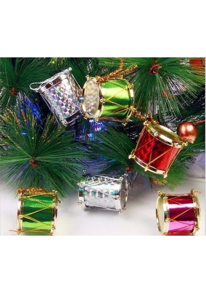Yılbaşı Ağaç Süsü 2 cm Davul Süs 9'lu Karışık Renk Trampet Süs