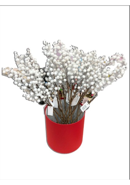 Yılbaşı Çiçeği Beyaz Pamuk Kokina Dal Vazo 1 Adet 60 cm modelleri