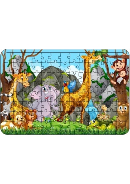 Hayvanlar 104 Parça Ahşap Çocuk Puzzle
