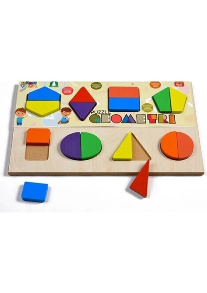 Ahşap Geometrik Puzzle Çocuk Oyuncağı, Eğitici ve Eğlenceli Öğrenme Seti