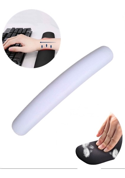 Bilek Destekli Klavye Pad - Kaymaz Klavye Destek Pedi - Keyboard Pedi - Oval Klavye Pedi - Klavye Desteği ( 1 Adet )