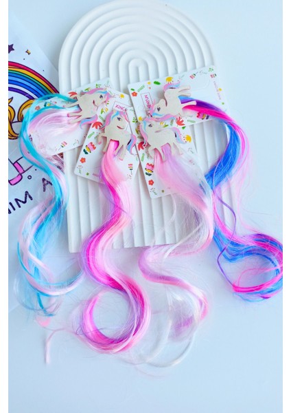 Unicorn Figürlü Renkli Pens Yapay Saç Postiş fiyatları