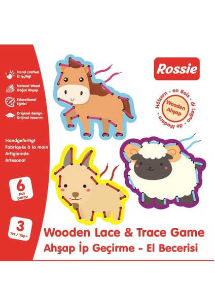 Ahşap İp Geçirme El Becerisi Oyunu, Eğlenceli ve Öğretici, 3+ Yaş fiyatları