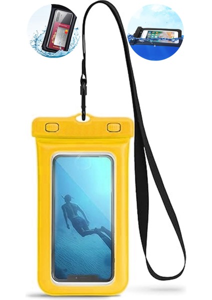 Balonlu Su Geçirmez Telefon Kılıfı - Balonlu Batmaz Koruyucu Telefon Kılıfı - Waterproof Telefon Kılıfı Balonlu - Sualtı Kılıfı