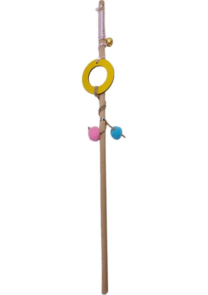 Renkli Ahşap Saplı Tüylü Kedi Oyuncağı, 50 cm, Eğlenceli ve Çekici Tasarım fiyatları