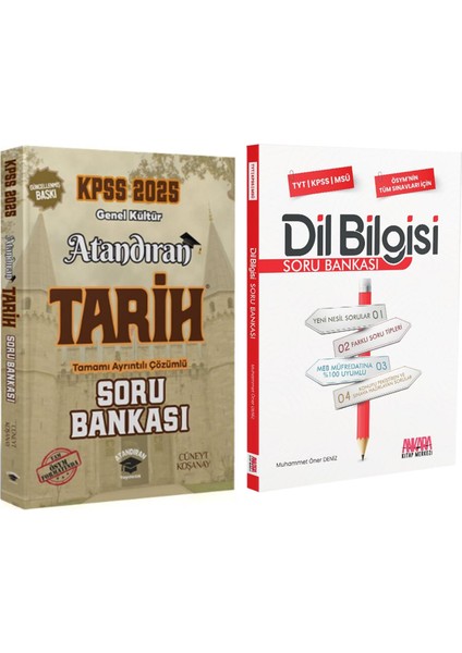 Atandıran KPSS Tarih ve Akm Dil Bilgisi Soru Bankası Seti 2 Kitap