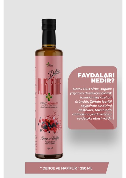 Detox Plus Sirke Kırmızı Meyveler Içeriğiyle 250ML