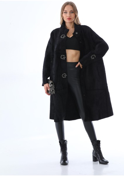 Italyan Pula Taş Detaylı Uzun Angora Kaban (120 Cm) indirimleri