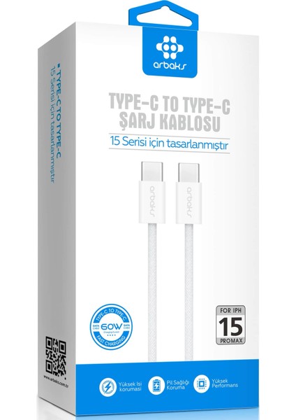 27W Pd Type-C To Type-C Şarj Kablosu Arbaks ARB-303