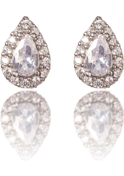 Beyaz Damla Gümüş Küpe