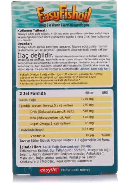 Çocuklar Için D Vitamini ve Omega 3 30 Jel Tablet