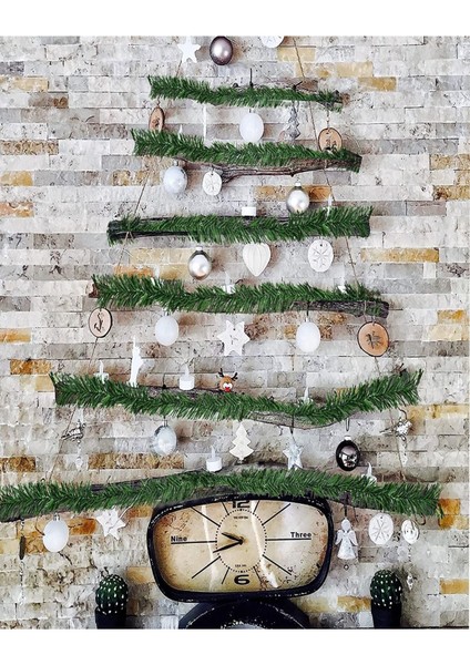 5 Metre Yılbaşı Yeşil Garland Çam Dalı Uzun Çam Ağacı Dekor Süs 5mm Boş Kapı Süsü modelleri