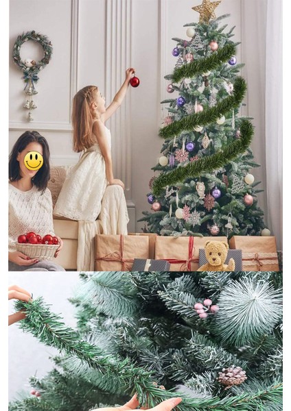 5 Metre Yılbaşı Yeşil Garland Çam Dalı Uzun Çam Ağacı Dekor Süs 5mm Boş Kapı Süsü indirimleri