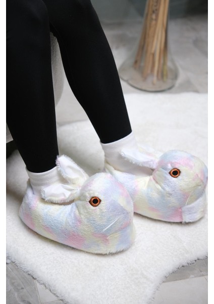 Earna Tavşan Model Şişme Peluş Kadın Panduf