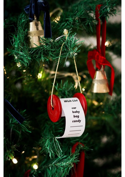 Yılbaşı Ağacı Süsü Kırmızı Dilek Hediye Liste Makarası fiyatları