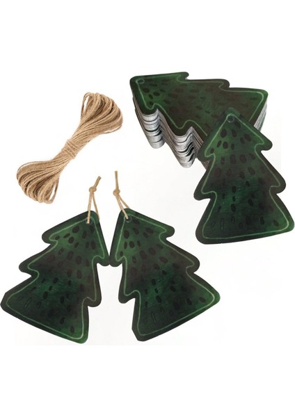 Yılbaşı Çam Ağacı Tasarımlı Hediye Etiketi Delikli Yeniyıl Paketleme Kartı 50 Adet 5 5 x 8 cm indirimleri