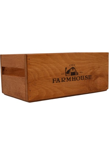 Farmhouse Ahşap Organizer 25 cm x 16 cm Genişlik, 9 cm Yükseklik Çok Amaçlı Düzenleyici Suya Dayanıklı