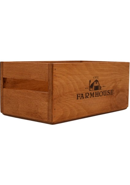 Farmhouse Ahşap Organizer 25 cm x 16 cm Genişlik, 9 cm Yükseklik Çok Amaçlı Düzenleyici Suya Dayanıklı