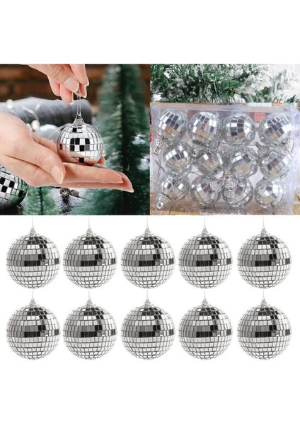 Yılbaşı Süsü Asmalı Gümüş Renk Aynalı Disko Topu 12 Adet 2 cm Retro fiyatları